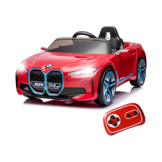 BMW-12V Kids Ride on Car Licensed I4 Kids Electric Vehicle Toy with Remote Control, Music, Bluetooth, LED Light,  with speed and Suspension (Red)