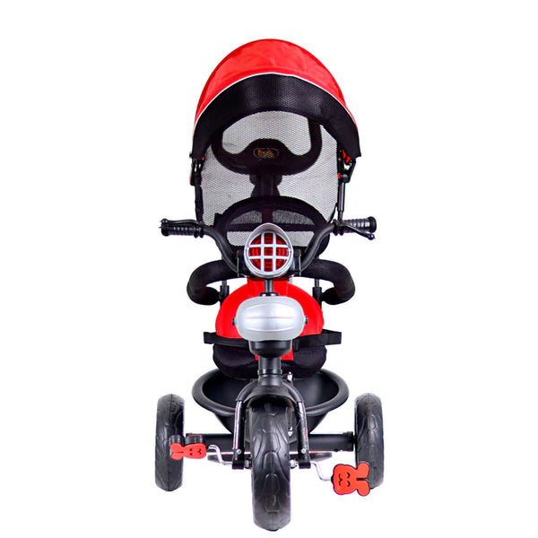 Luusa R9 Power 500 Tricycle for Kids with Hood and Parent Handle Black-Red