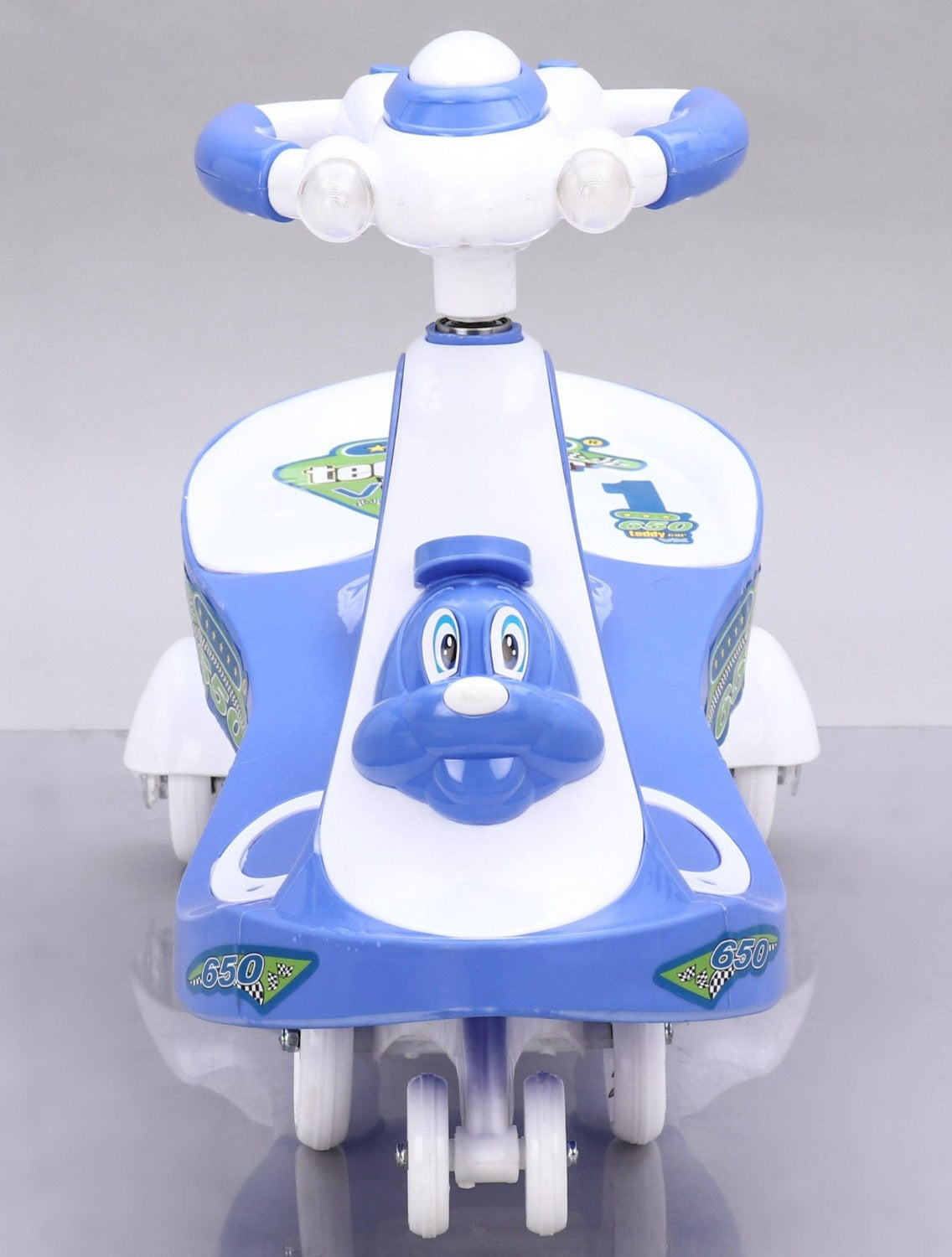 Musical Baby Swing Car With Teddy Face (Blue)