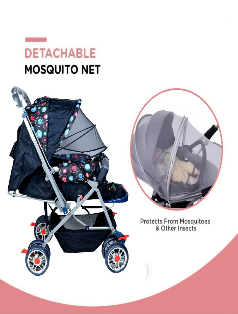 Firstcrawl Baby Stroller With Mosquito Net & Reversible Handle - Sunshine Blue