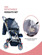 Firstcrawl Baby Stroller With Mosquito Net & Reversible Handle - Galaxy Black