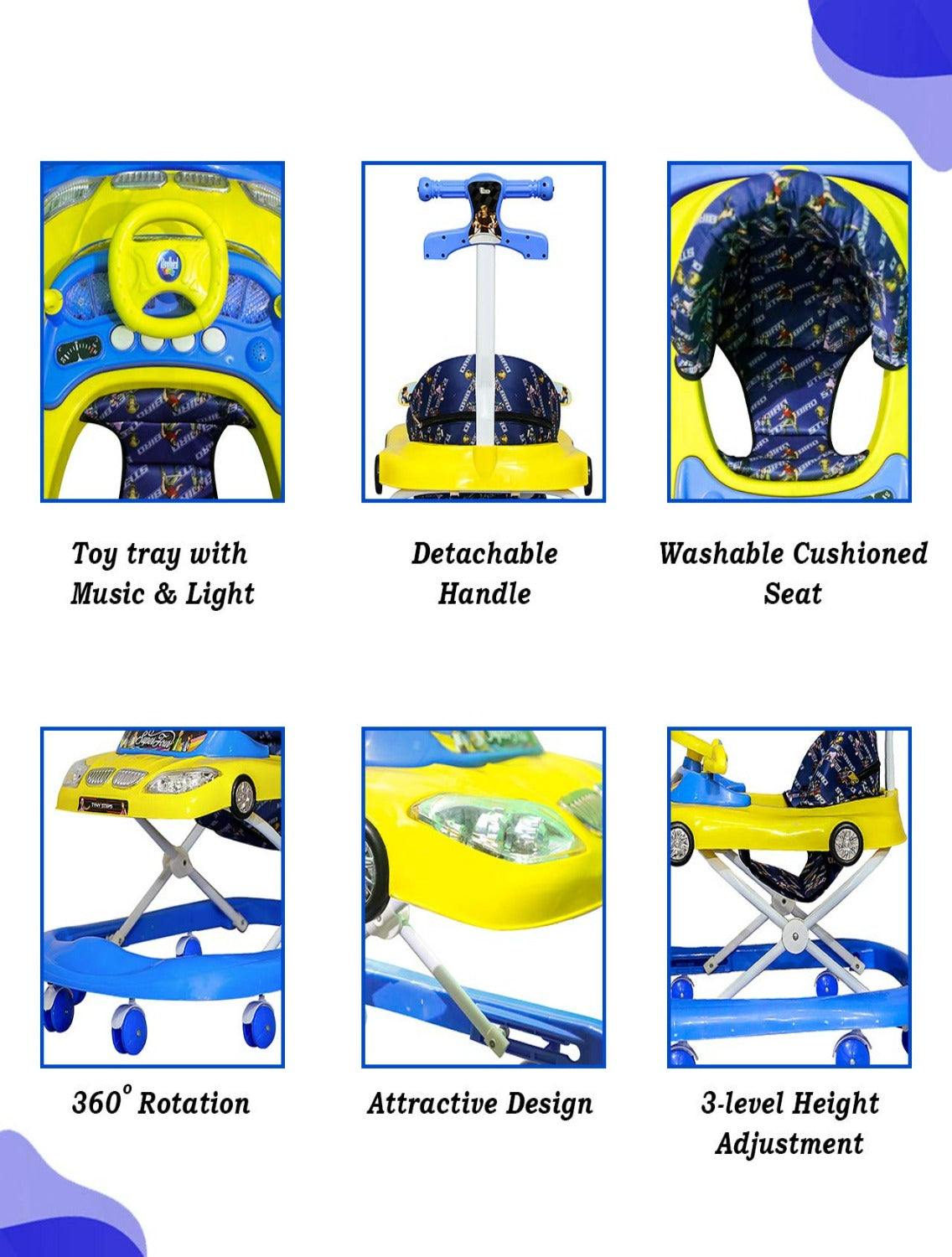 Bmw Musical Walker With Adjustable Height (Blue)