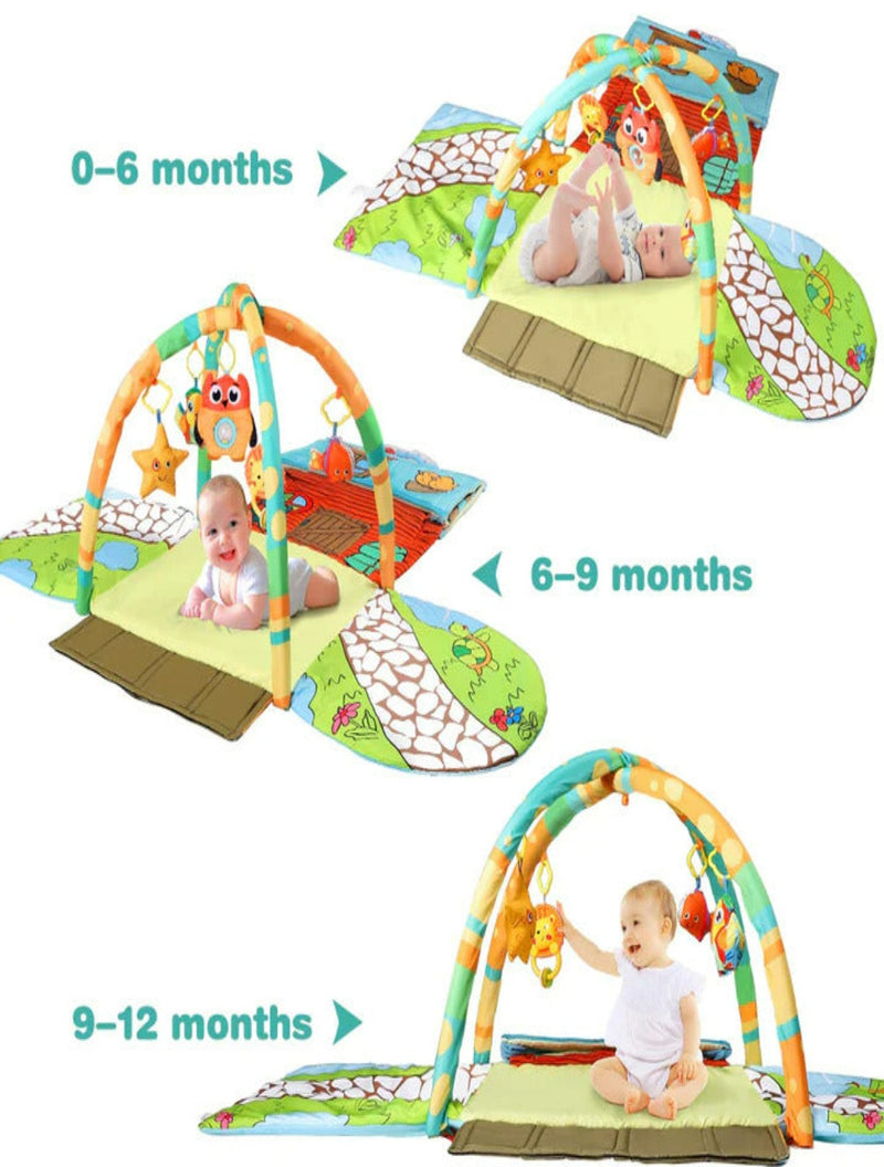 Baby Tunnel House Activity Gym Crawling Mat - MULTICOLOR