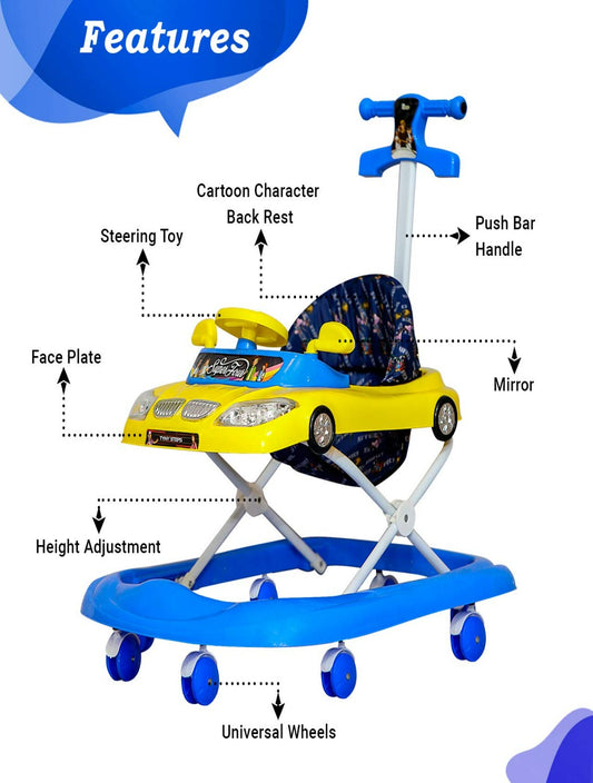 Bmw Musical Walker With Adjustable Height (Blue)