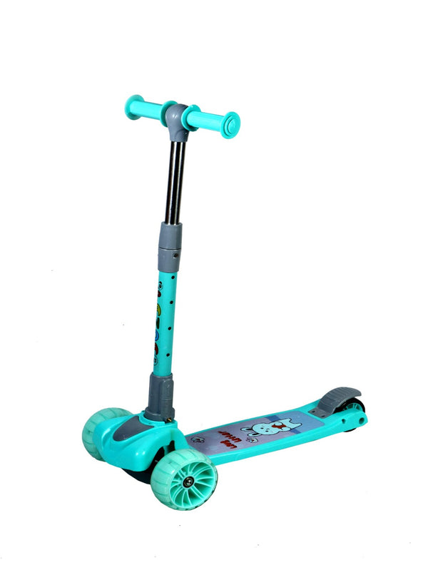 Kids Scooter with 4 Level Height Adjustment & LED Wheels - GREEN