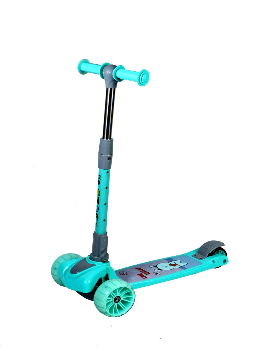 Kids Scooter with 4 Level Height Adjustment & LED Wheels - GREEN