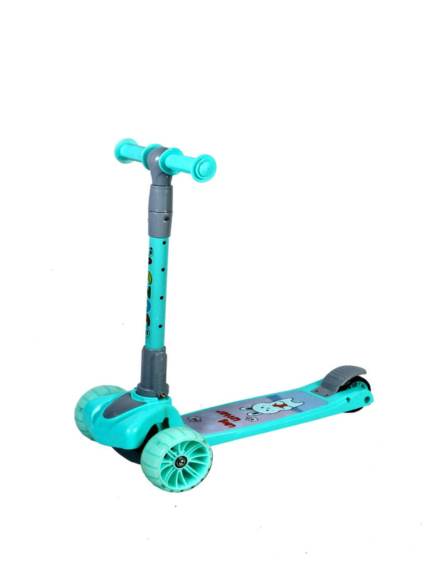 Kids Scooter with 4 Level Height Adjustment & LED Wheels - GREEN