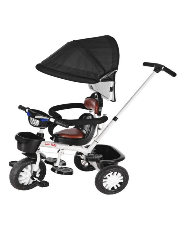 Musical Tricycle With Parental Handle & Canopy (BJ-573R-Black)