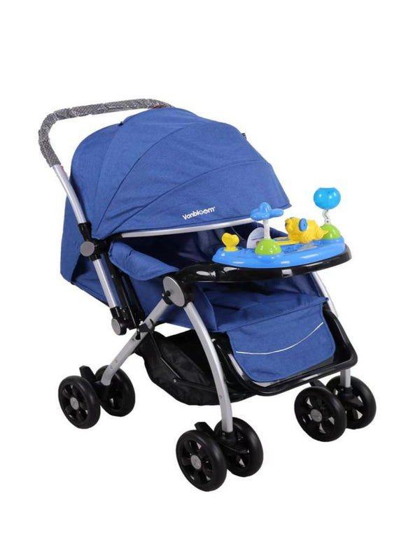 Musical Symphony Stroller With Reversible Handle & Mosquito Net - BLUE