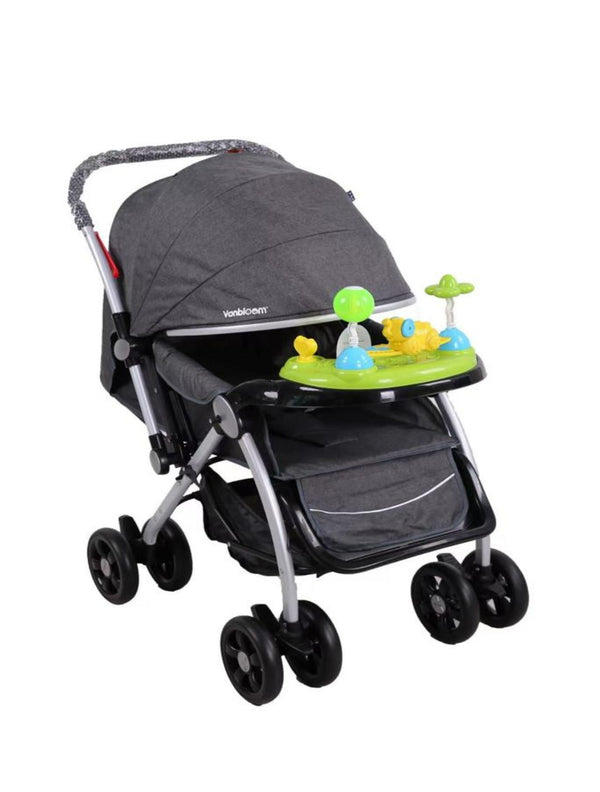 Musical Symphony Stroller With Reversible Handle & Mosquito Net - GREY