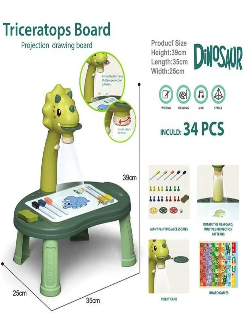 Learning BOARD 34pcs dinosaur kids drawing projector table with light