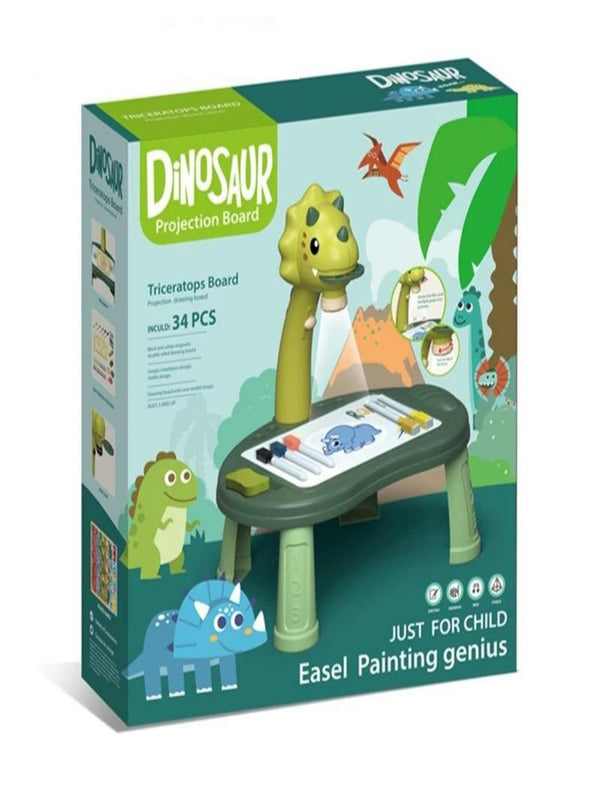 Learning BOARD 34pcs dinosaur kids drawing projector table with light -GREEN
