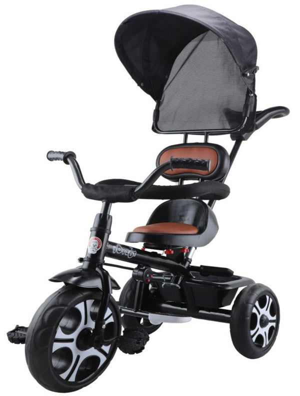 Tricycle with Canopy, Parental Push Handle & Leather Seat