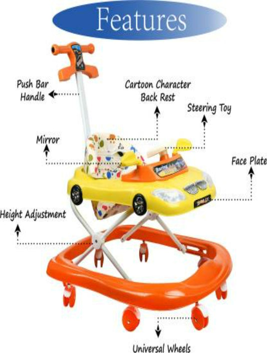 Bmw Musical Walker With Adjustable Height (Orange)