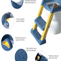 English Potty Toilet Seat with Step Stool Ladder for Kids Children Baby Toddler,Training Toilet Seat for Boy and Girl, Adjustable Foldable Children Toilet Trainer with Soft PU Cushion(Blue)