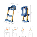 English Potty Toilet Seat with Step Stool Ladder for Kids Children Baby Toddler,Training Toilet Seat for Boy and Girl, Adjustable Foldable Children Toilet Trainer with Soft PU Cushion(Blue)