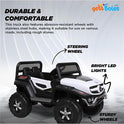 GetBest Battery Operated Ride on Jeep for Kids with Music Lights and Swing Electric Remote Control Ride on Jeep - White
