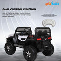 GetBest Battery Operated Ride on Jeep for Kids with Music Lights and Swing Electric Remote Control Ride on Jeep - White