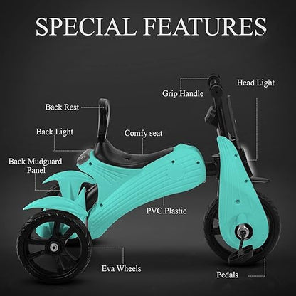 Panda Music & Light Tricycles for Kids 2 to 5 Years Boys Girls Twins Baby Tricycle for 0 to 3 Year Baby Cycle for Kids Birthday Gift Baby Color-Green
