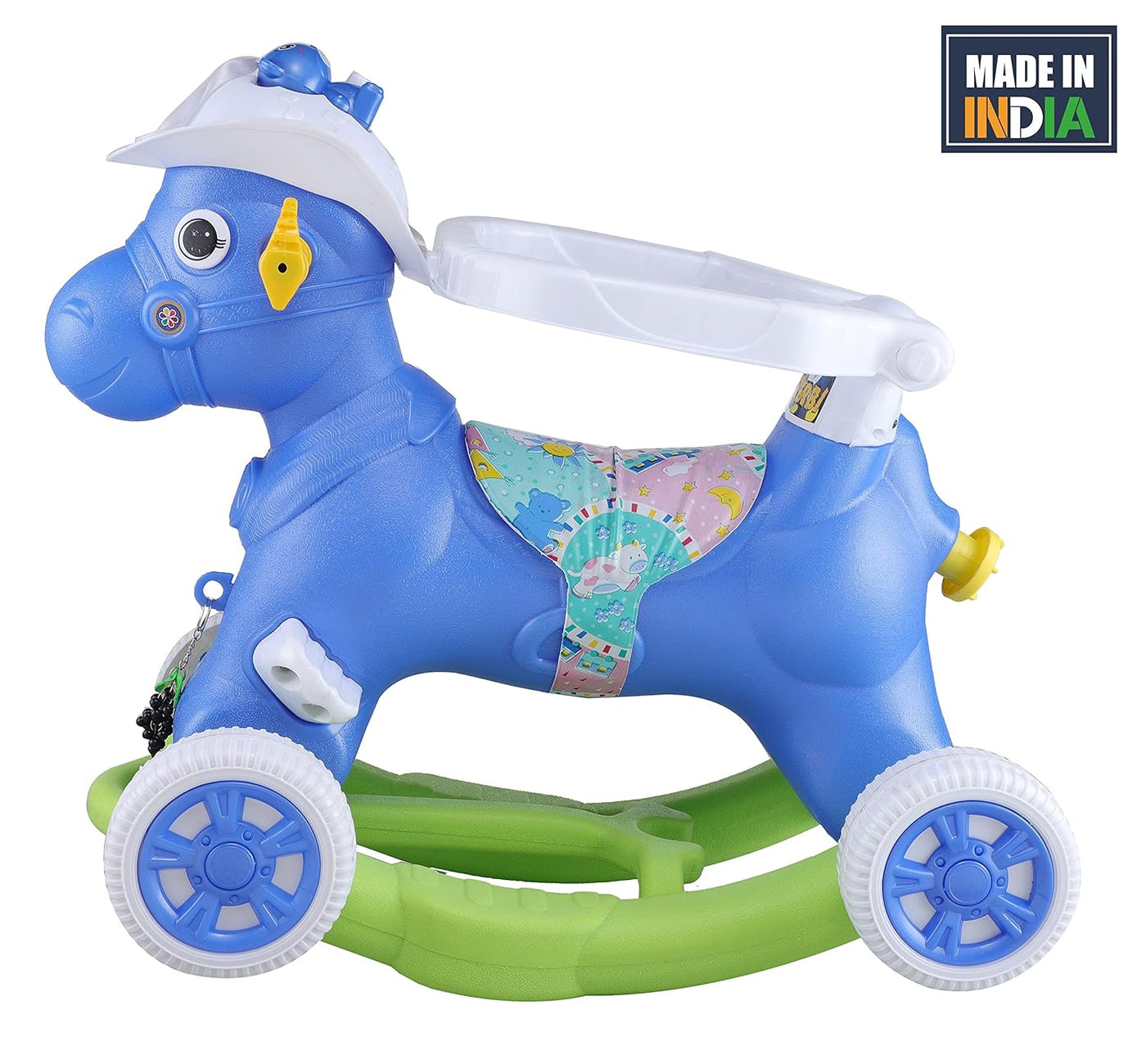 Rider cum Rocker Musical Derby Horse Blue FirstCrawl