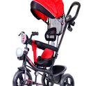 Luusa R9 Power 500 Tricycle for Kids with Hood and Parent Handle Black-Red