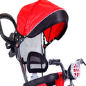 Luusa R9 Power 500 Tricycle for Kids with Hood and Parent Handle Black-Red