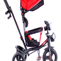Luusa R9 Power 500 Tricycle for Kids with Hood and Parent Handle Black-Red