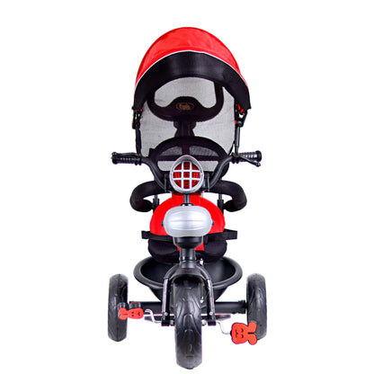Luusa R9 Power 500 Tricycle for Kids with Hood and Parent Handle Black-Red