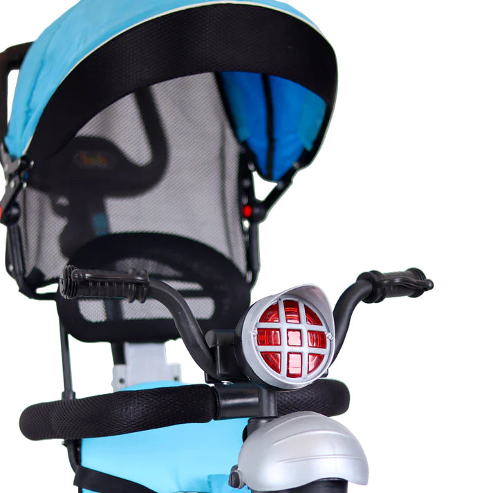 Luusa R9 Power 500 Tricycle for Kids with Hood and Parent Handle Black-Blue