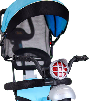 Luusa R9 Power 500 Tricycle for Kids with Hood and Parent Handle Black-Blue