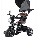 Musical Tricycle with Canopy, Parental Push Handle & Leather Seat