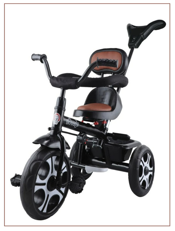Tricycle with Parental Push Handle & Leather Seat