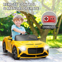 12V Ride on Car, Licensed Bentley Bacalar Kids Electric Car w/Parent Remote Control, 3 Speeds, Scissor Doors, Music, LED, Kids Cars to Drive Gift for Boys Girls, Yellow