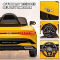 12V Ride on Car, Licensed Bentley Bacalar Kids Electric Car w/Parent Remote Control, 3 Speeds, Scissor Doors, Music, LED, Kids Cars to Drive Gift for Boys Girls, Yellow