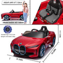 BMW-12V Kids Ride on Car Licensed I4 Kids Electric Vehicle Toy with Remote Control, Music, Bluetooth, LED Light,  with speed and Suspension (Red)