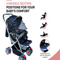Firstcrawl Baby Stroller With Mosquito Net & Reversible Handle - Galaxy Black