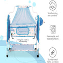 Teddy Print Cradle With Mosquito Net BLUE