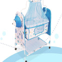 Teddy Print Cradle With Mosquito Net BLUE