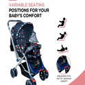 FIRSTCRAWL BABY STROLLER WITH MOSQUITO NET & REVERSIBLE HANDLE - SUNSHINE BLUE