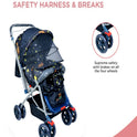 FIRSTCRAWL BABY STROLLER WITH MOSQUITO NET & REVERSIBLE HANDLE - GALAXY BLACK