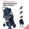 FIRSTCRAWL BABY STROLLER WITH MOSQUITO NET & REVERSIBLE HANDLE - GALAXY BLACK