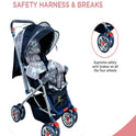 Firstcrawl Baby Stroller With Mosquito Net & Reversible Handle - GrAy Bunny