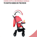 Multi-Adjustment Ultra Baby Stroller Pram & Buggy, Pushchair Reversible Handle with Anti-Shock Rubber Wheels (Red)