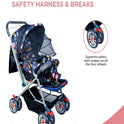 Firstcrawl Baby Stroller With Mosquito Net & Reversible Handle - Navy Blue