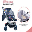 FIRSTCRAWL BABY STROLLER WITH MOSQUITO NET & REVERSIBLE HANDLE - NAVY BLUE