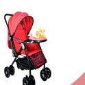 Multi-Adjustment Ultra Baby Stroller Pram & Buggy, Pushchair Reversible Handle with Anti-Shock Rubber Wheels (Red)