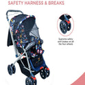 FIRSTCRAWL BABY STROLLER WITH MOSQUITO NET & REVERSIBLE HANDLE - NAVY BLUE