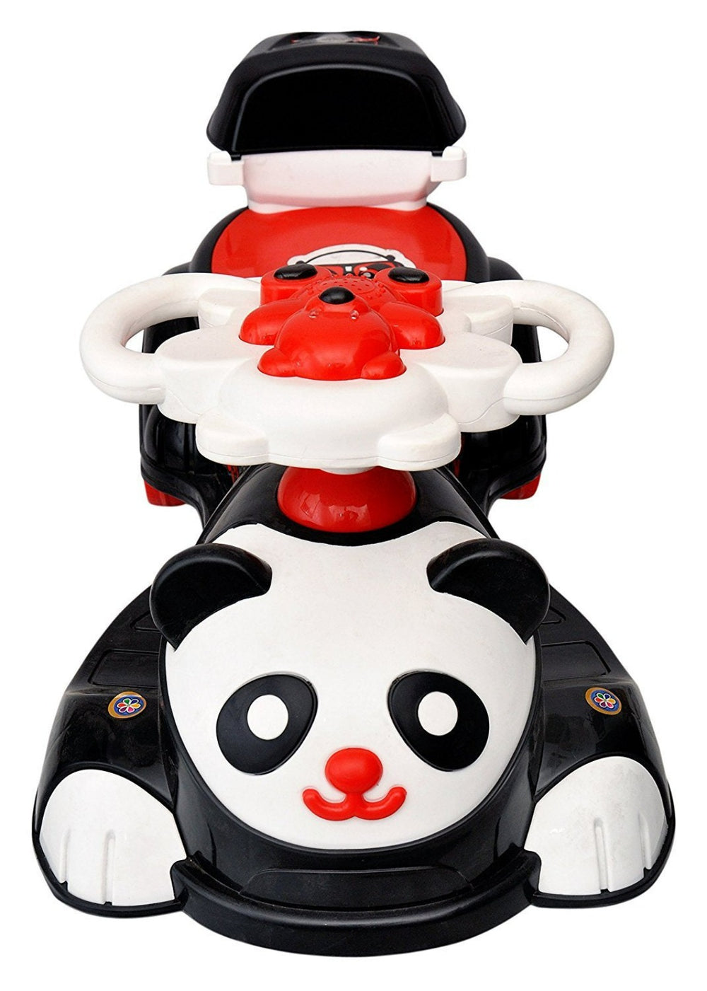 Musical Big Panda Swing Car With Storage Basket Black White FirstCrawl