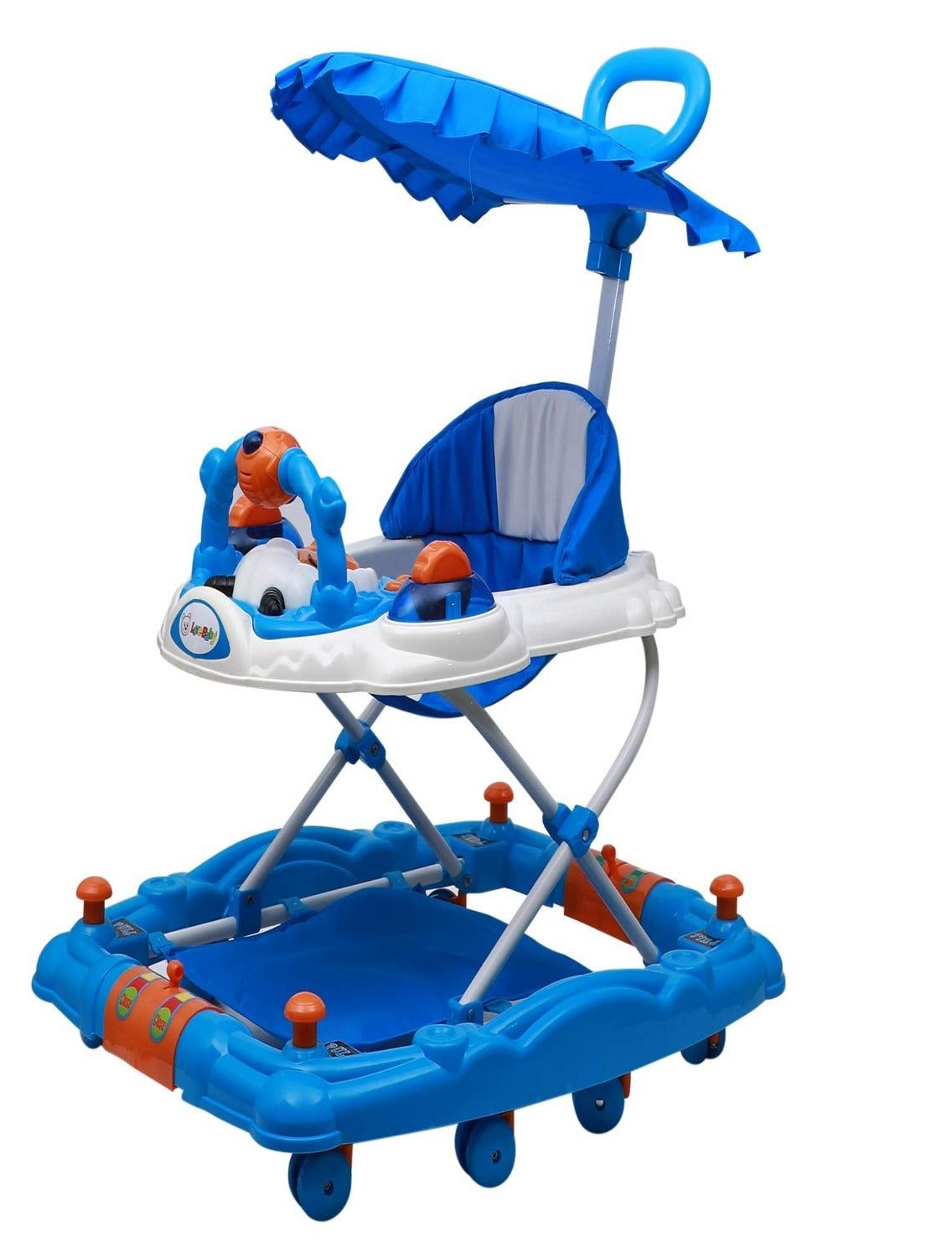 Musical Rocker Walker With Hood (BJ-302H BLUE) – FirstCrawl