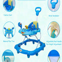 Height Adjustable Musical Walker With Parental Handle (BJ-303H BLUE)